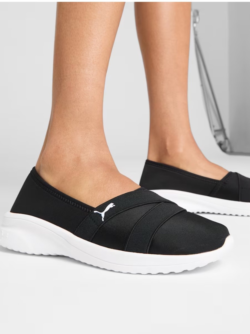 Puma Adelina 2 Women's Slip-On Shoes - Black and White athletic ballet shoes